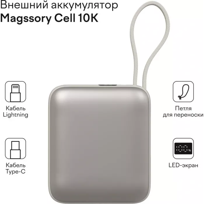 Мобильный аккумулятор Magssory PBN005 10000mAh 22.5W 3A USB-C титановый