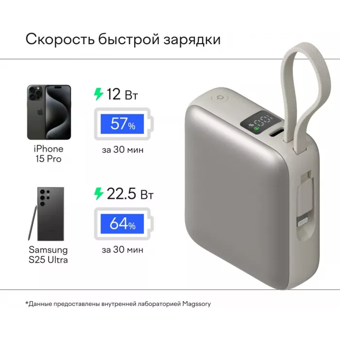Мобильный аккумулятор Magssory PBN005 10000mAh 22.5W 3A USB-C титановый