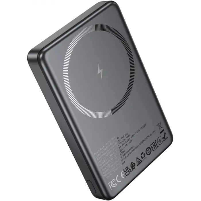 Мобильный аккумулятор Hoco Q34 Clever 10000mAh QC3.0/PD3.0 20W 3A беспров.зар. серый (44068)