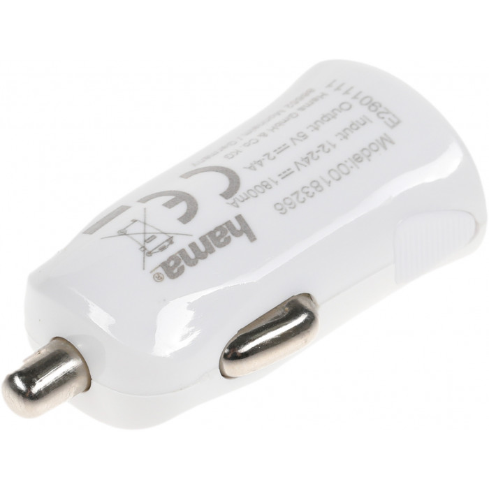 Автомобильное зар./устр. Hama H-183266 12W 2.4A USB для Apple белый (00183266)