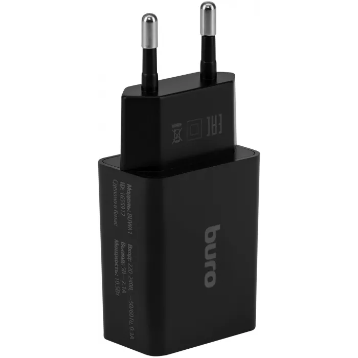 Сетевое зар./устр. Buro BUWA1 10.5W 2.1A USB-A черный (BUWA10S100BK)