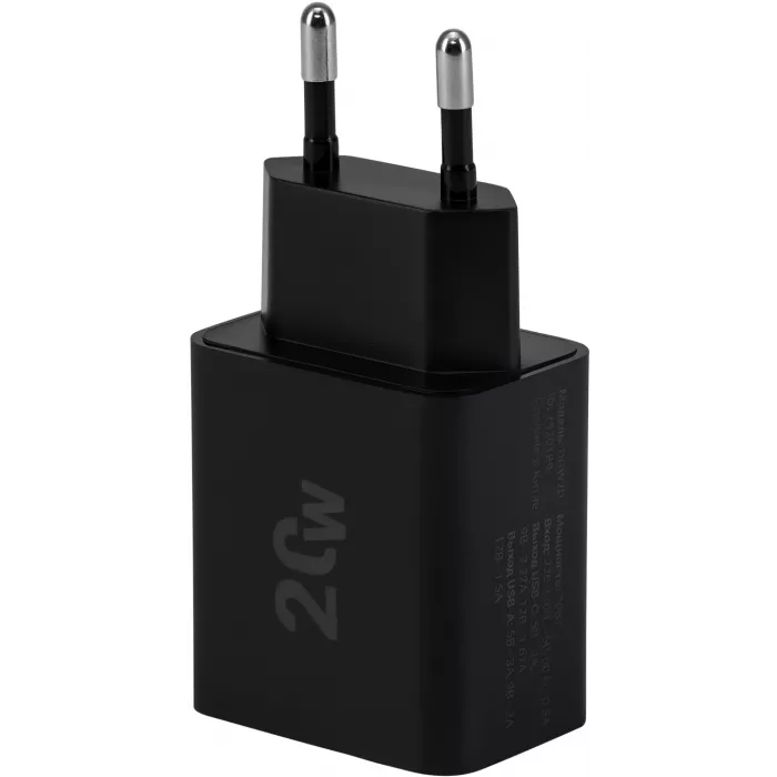 Сетевое зар./устр. Digma DGW2D 20W 3A+1A (PD+QC) USB-C/USB-A универсальное черный (DGW2D0F110BK)