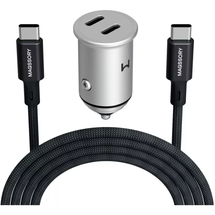 Автомобильное зар./устр. Magssory cch002 45W 3A+2.25A (PD+QC+AFC) USB Type-C универсальное темно-серый