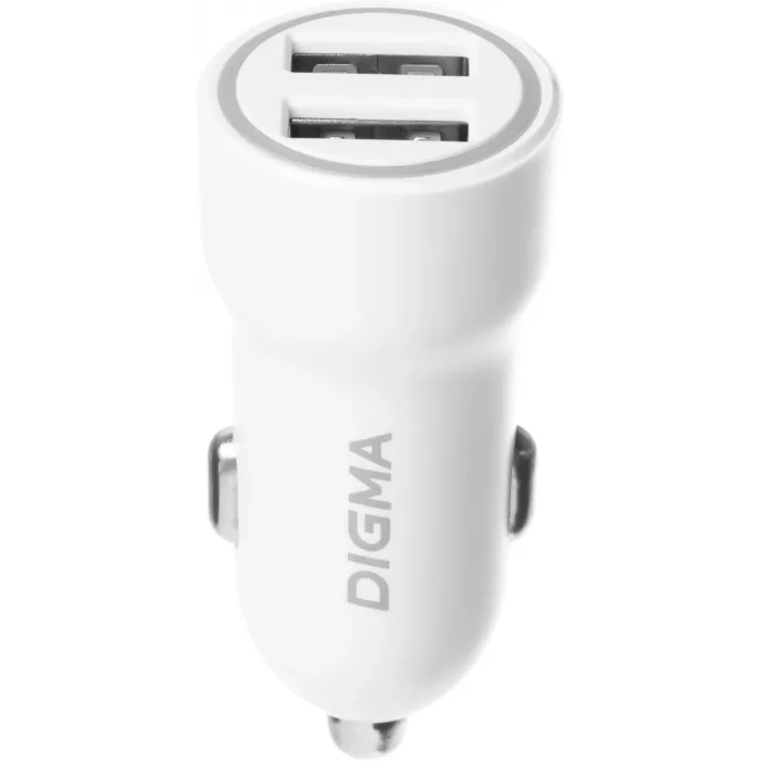 Автомобильное зар./устр. Digma DGC1С 12W 2.4A 2xUSB белый (DGC1C2LX22WH)