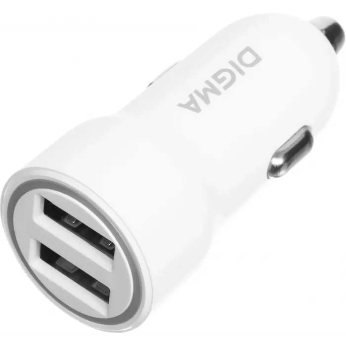 Автомобильное зар./устр. Digma DGC1С 12W 2.4A 2xUSB белый (DGC1C2LX22WH)