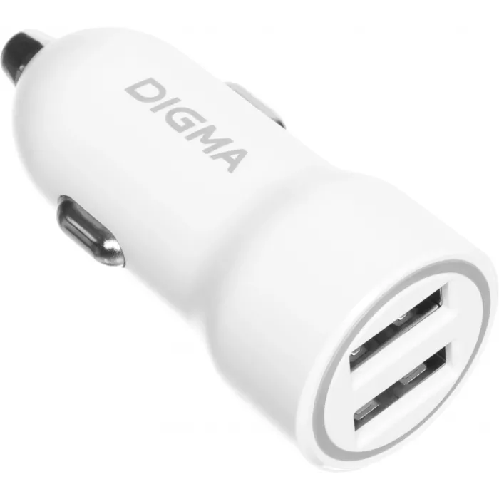 Автомобильное зар./устр. Digma DGC1С 12W 2.4A 2xUSB белый (DGC1C2LX22WH)
