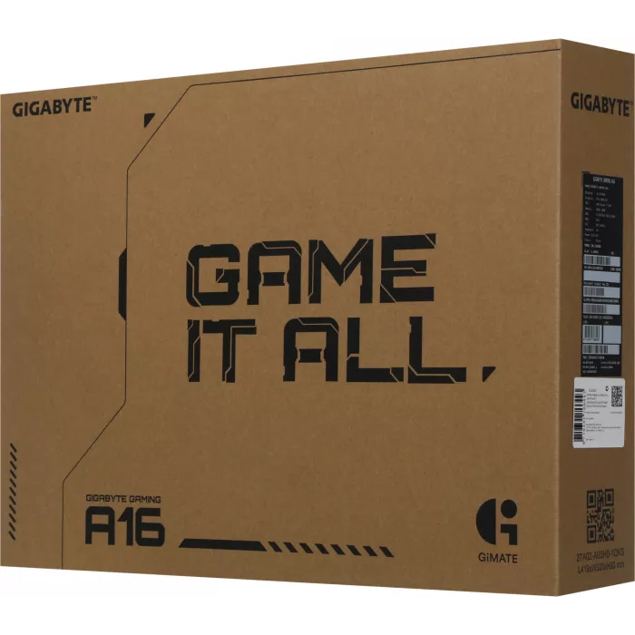 Ноутбук Gigabyte GAMING A16 GA63H Ryzen 7 260 16Gb SSD512Gb NVIDIA GeForce RTX 5060 8Gb 16" IPS FHD+ (1920x1200) FreeDOS black WiFi BT Cam (3VHK3KZ893SD)