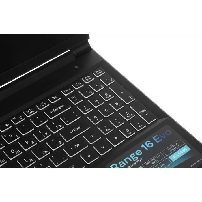 Ноутбук Thunderobot Range 16 Evo Core i5 13420H 16Gb SSD1Tb NVIDIA GeForce RTX5050 8Gb 16" IPS QHD (2560x1600) FreeDOS black WiFi BT Cam (JT009P00KRU)