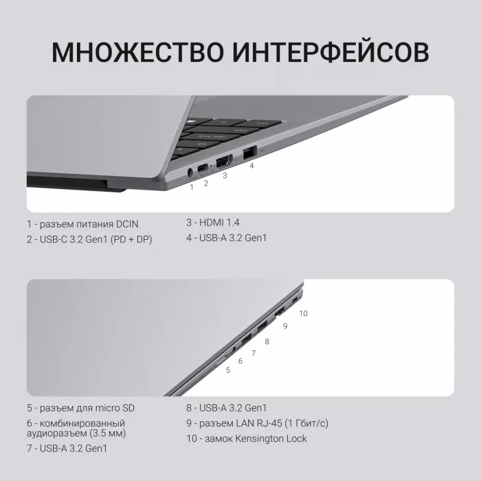Ноутбук Digma Chronos Core 5 210H 16Gb SSD512Gb Intel Graphics 16" IPS WUXGA (1920x1200) Windows 11 Pro silver WiFi BT Cam 6500mAh (DN16P5-ADXW02)