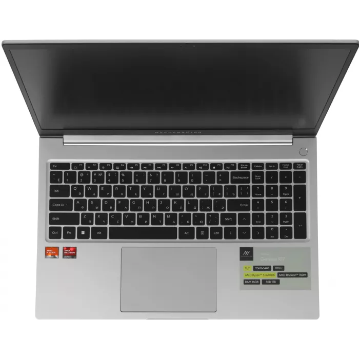 Ноутбук Machcreator Genesis R17 Ryzen 5 7640HS 16Gb SSD1Tb AMD Radeon 760M 17.3" IPS QHD (2560x1600) без ОС silver WiFi BT Cam 8612mAh (JJ00G400HRU)
