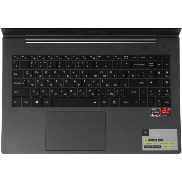 Ноутбук Machcreator One R5 Ryzen 5 7430U 16Gb SSD512Gb AMD Radeon Graphics 15.6" IPS FHD (1920x1080) Windows 11 Pro grey WiFi BT Cam 4825mAh (JJ00GB00GRU)