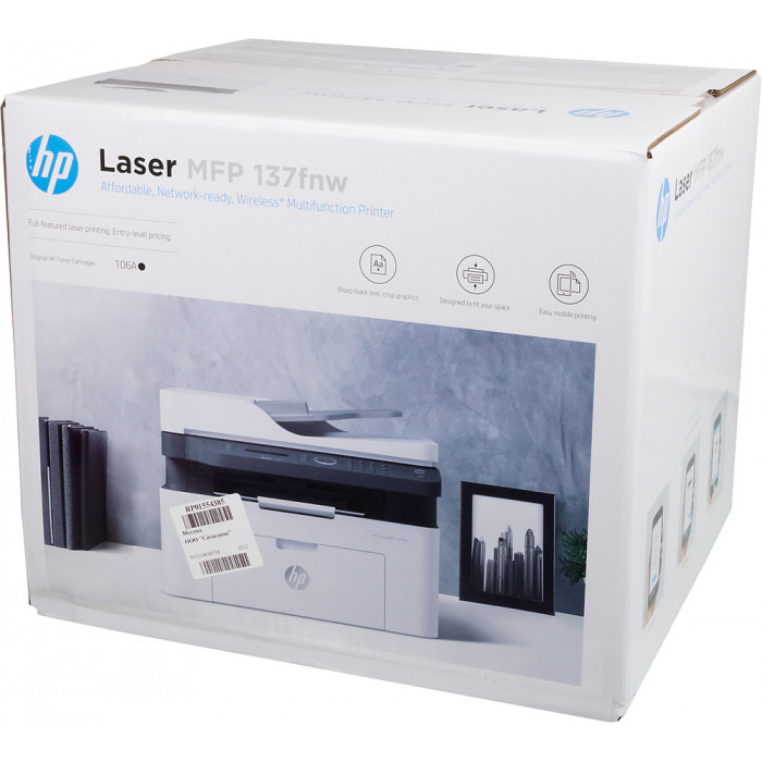 МФУ лазерный HP Laser 137fnw (4ZB84A) A4 WiFi белый