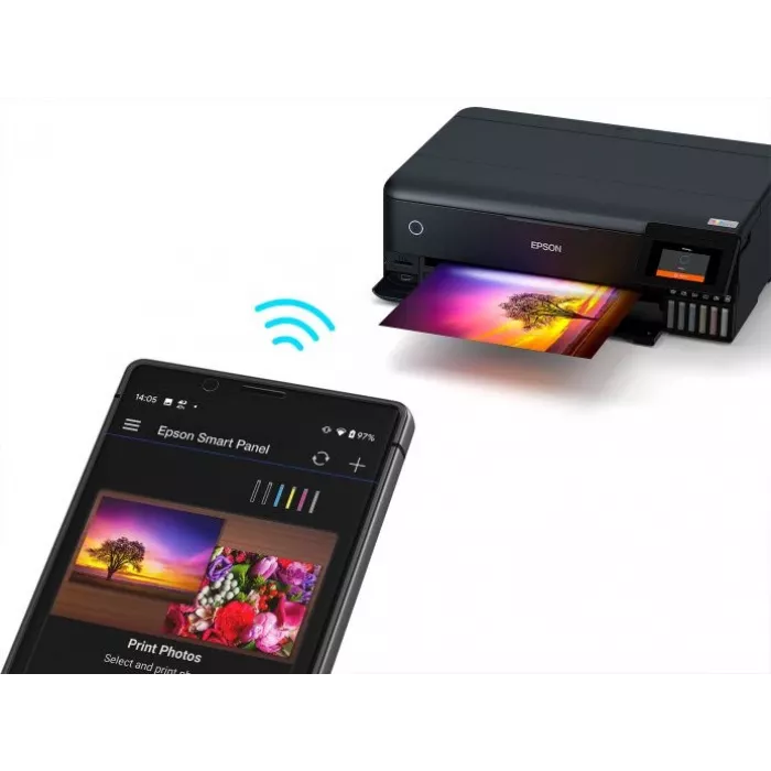 МФУ струйный Epson L8180 (C11CJ21403/402/504/502) A3 Duplex Net WiFi черный