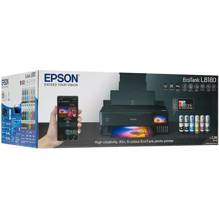 МФУ струйный Epson L8180 (C11CJ21403/402/504/502) A3 Duplex Net WiFi черный