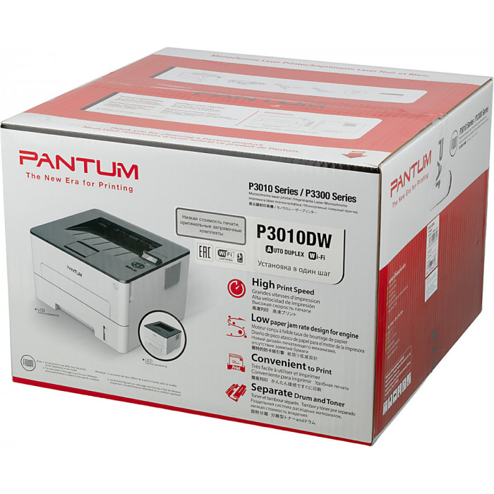 Принтер лазерный Pantum P3010DW A4 Duplex WiFi белый