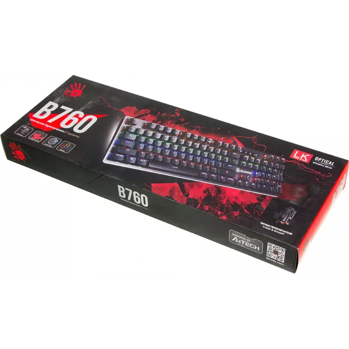 Клавиатура A4Tech B760 механическая серый USB Multimedia for gamer LED (B760 GREY (BLACK SWITCH)) кабель 1.8м