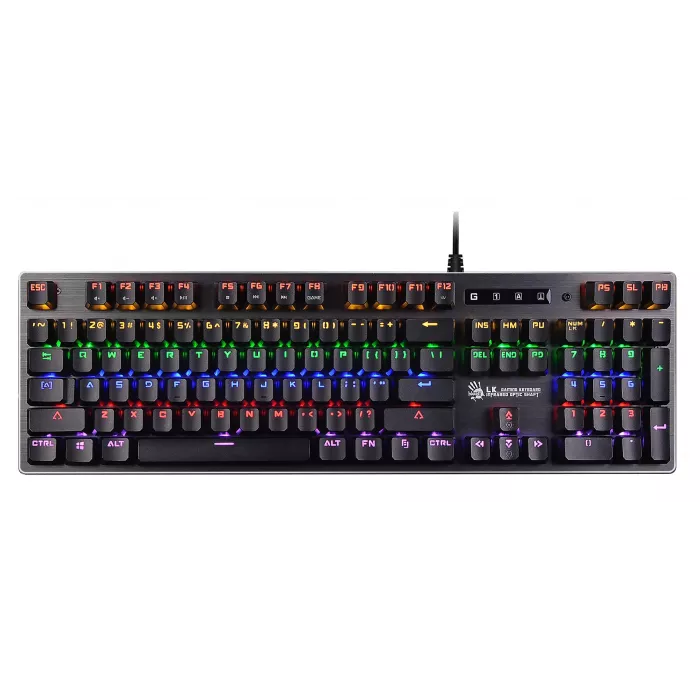 Клавиатура A4Tech B760 механическая серый USB Multimedia for gamer LED (B760 GREY (BLACK SWITCH)) кабель 1.8м