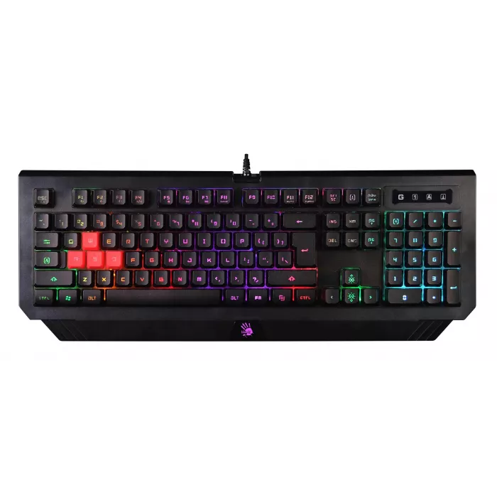 Клавиатура A4Tech B120N черный USB Multimedia for gamer LED (подставка для запястий) кабель 1.8м