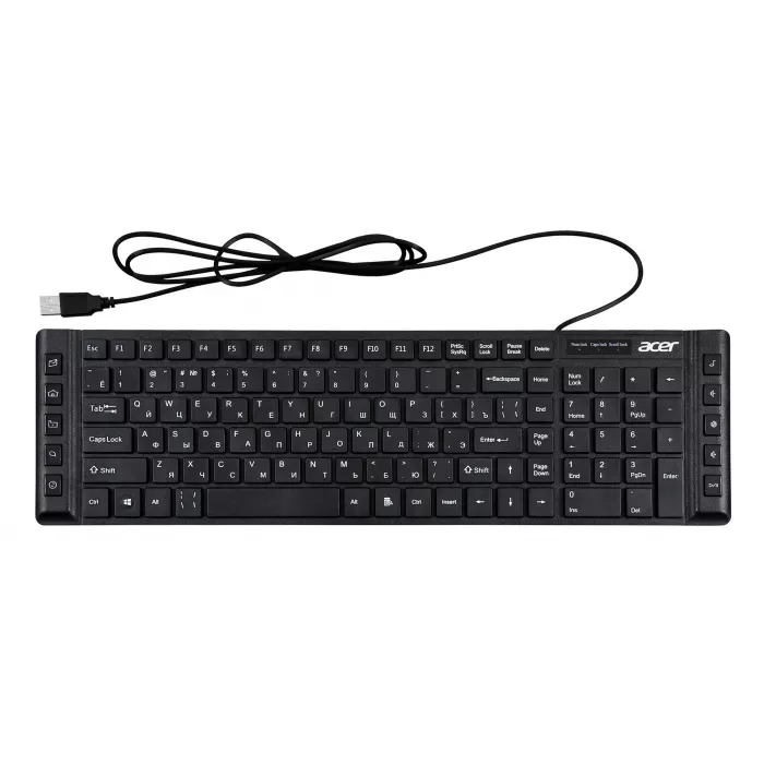 Клавиатура Acer OKW010 черный USB slim Multimedia (ZL.KBDEE.002) кабель 1.45м