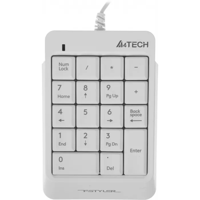 Числовой блок A4Tech FK13P белый USB slim для ноутбука (FK13P WHITE) кабель 1.5м