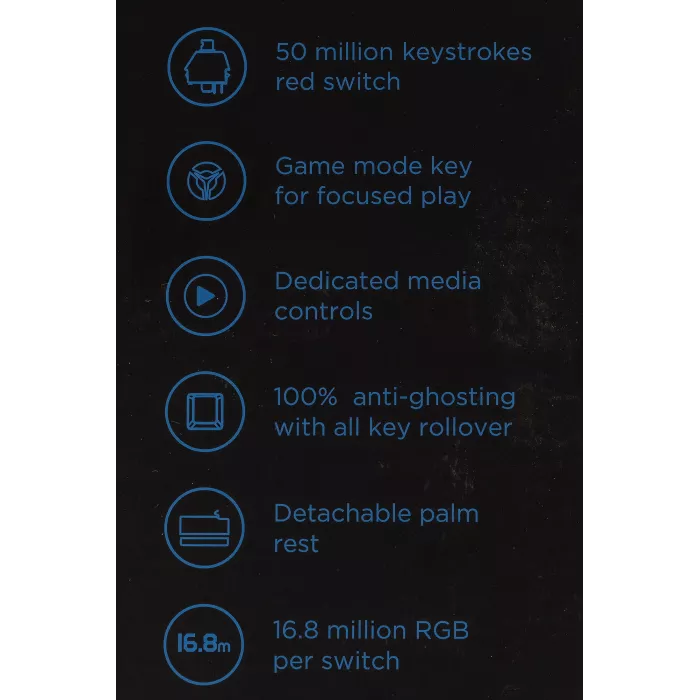 Клавиатура Lenovo K500 RGB механическая черный USB Multimedia for gamer LED (подставка для запястий) (GY40T26479) кабель 1.8м