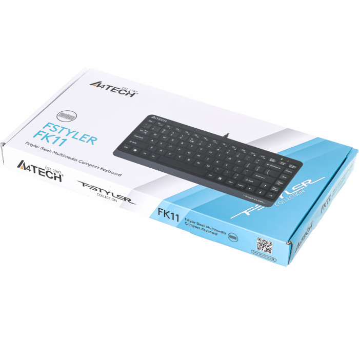 Клавиатура A4Tech FK11 черный USB slim (FK11 USB (GREY)) кабель 1.5м