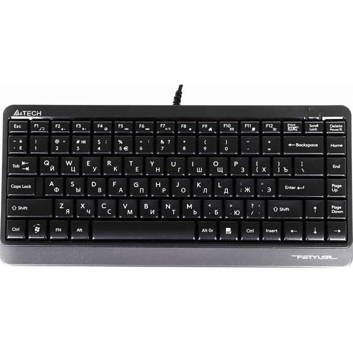Клавиатура A4Tech FK11 черный USB slim (FK11 USB (GREY)) кабель 1.5м