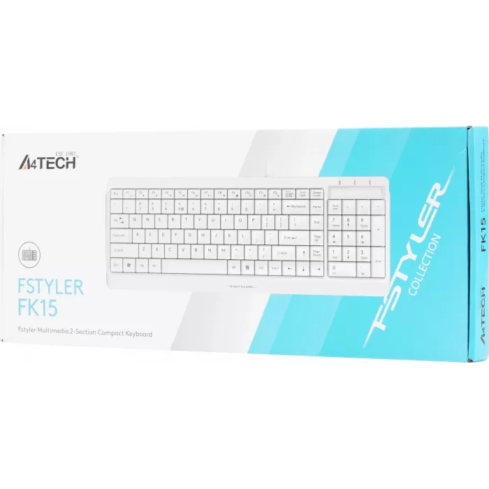 Клавиатура A4Tech FK15 белый USB (FK15 WHITE) кабель 1.5м