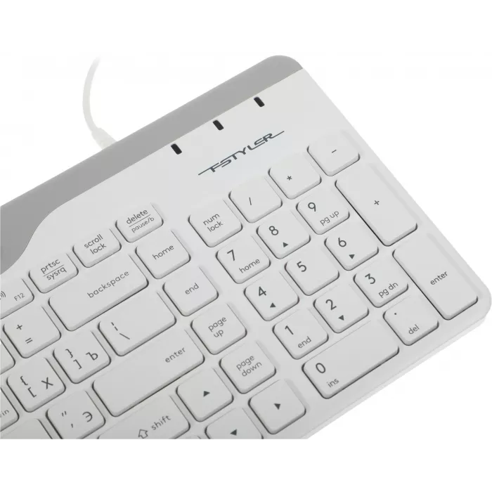 Клавиатура A4Tech FK25 белый/серый USB slim (FK25 WHITE) кабель 1.5м