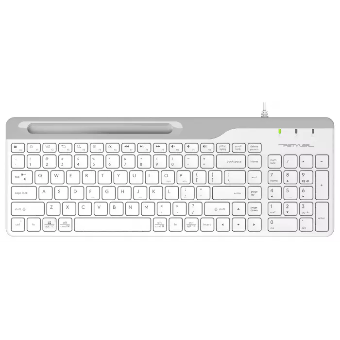 Клавиатура A4Tech FK25 белый/серый USB slim (FK25 WHITE) кабель 1.5м
