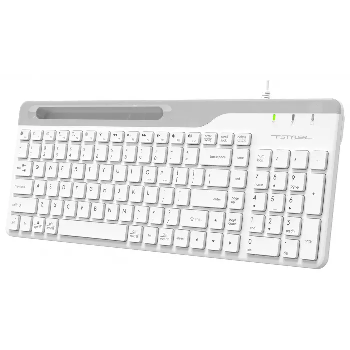 Клавиатура A4Tech FK25 белый/серый USB slim (FK25 WHITE) кабель 1.5м