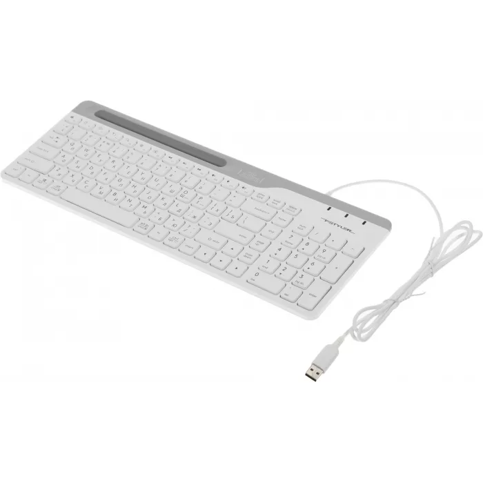 Клавиатура A4Tech FK25 белый/серый USB slim (FK25 WHITE) кабель 1.5м