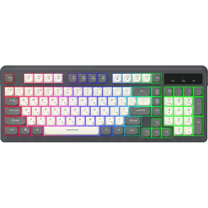 Клавиатура Оклик 731G серый/белый USB Multimedia for gamer LED кабель 1.5м