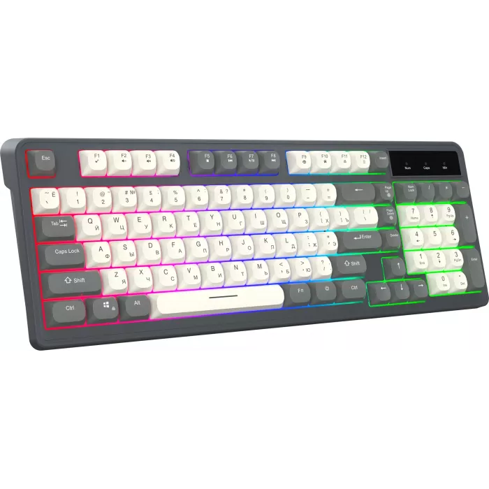 Клавиатура Оклик 731G серый/белый USB Multimedia for gamer LED кабель 1.5м