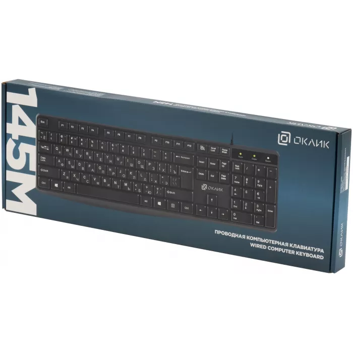 Клавиатура Оклик 145M черный USB (1659983) кабель 1.85м