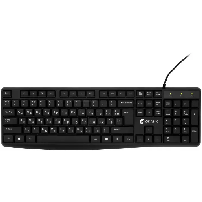 Клавиатура Оклик 145M черный USB (1659983) кабель 1.85м