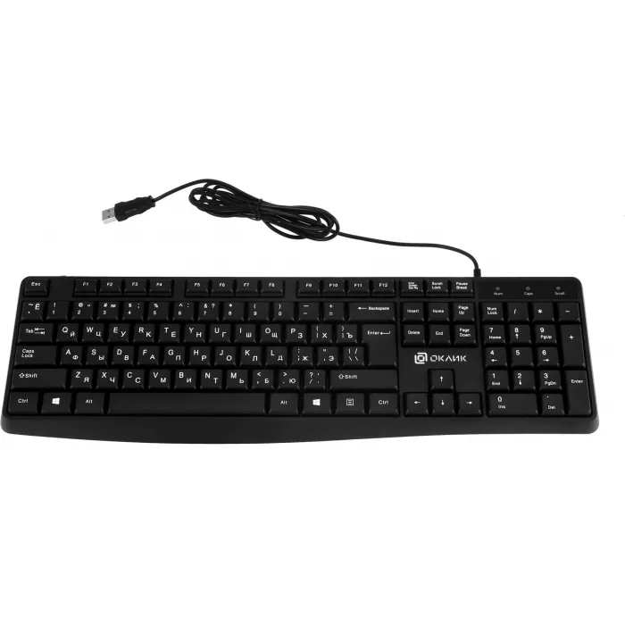 Клавиатура Оклик 145M черный USB (1659983) кабель 1.85м