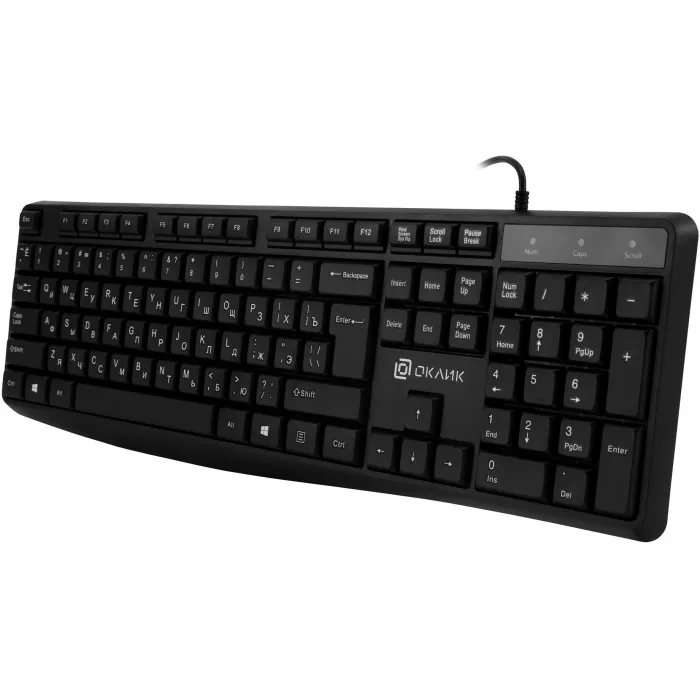 Клавиатура Оклик 145M черный USB (1659983) кабель 1.85м