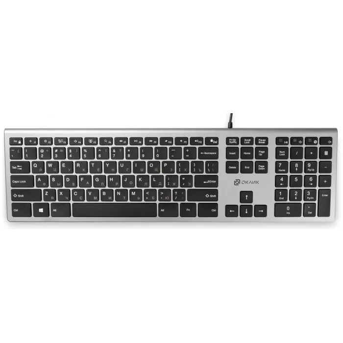 Клавиатура Оклик 890S серый/черный USB slim Multimedia (1784239) кабель 1.6м