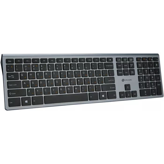 Клавиатура Оклик 890S серый/черный USB slim Multimedia (1784239) кабель 1.6м