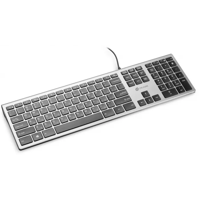 Клавиатура Оклик 890S серый/черный USB slim Multimedia (1784239) кабель 1.6м