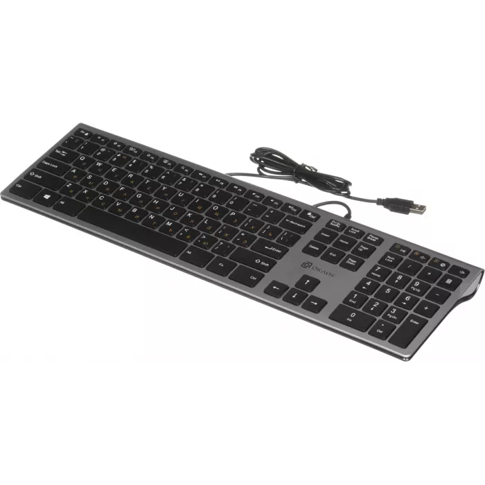 Клавиатура Оклик 890S серый/черный USB slim Multimedia (1784239) кабель 1.6м