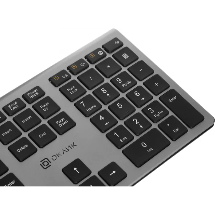 Клавиатура Оклик 890S серый/черный USB slim Multimedia (1784239) кабель 1.6м