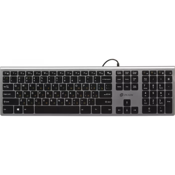 Клавиатура Оклик 890S серый/черный USB slim Multimedia (1784239) кабель 1.6м