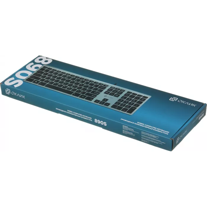 Клавиатура Оклик 890S серый/черный USB slim Multimedia (1784239) кабель 1.6м
