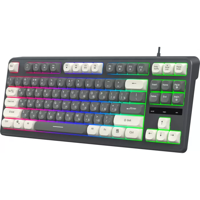 Клавиатура Оклик 711G серый/белый USB Multimedia for gamer LED (1790385) кабель 1.5м