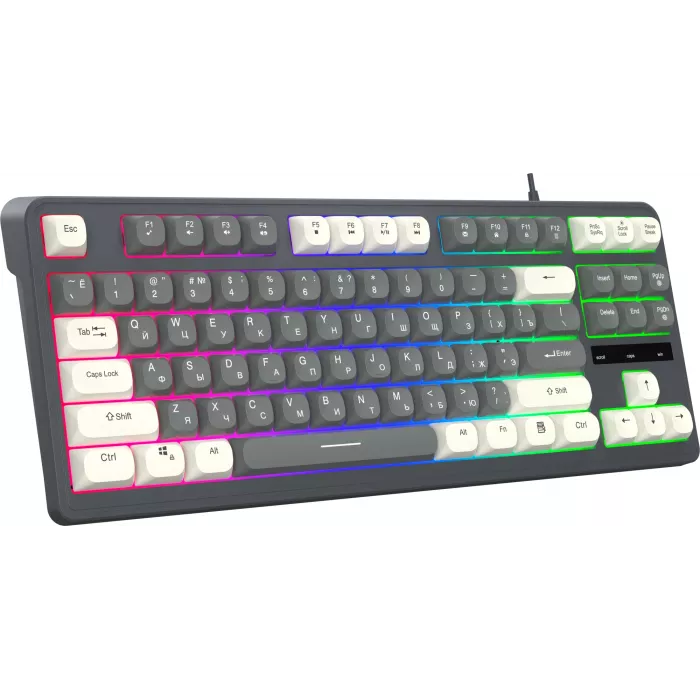 Клавиатура Оклик 711G серый/белый USB Multimedia for gamer LED (1790385) кабель 1.5м