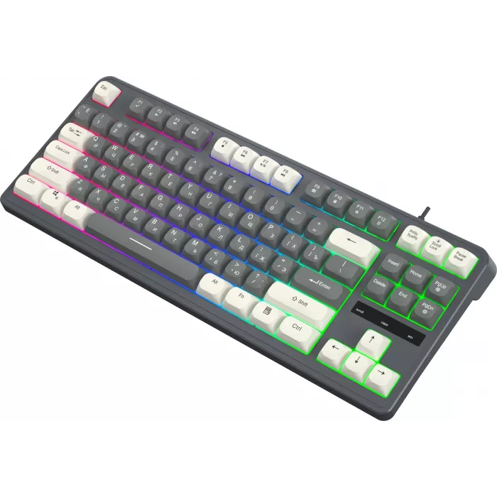 Клавиатура Оклик 711G серый/белый USB Multimedia for gamer LED (1790385) кабель 1.5м