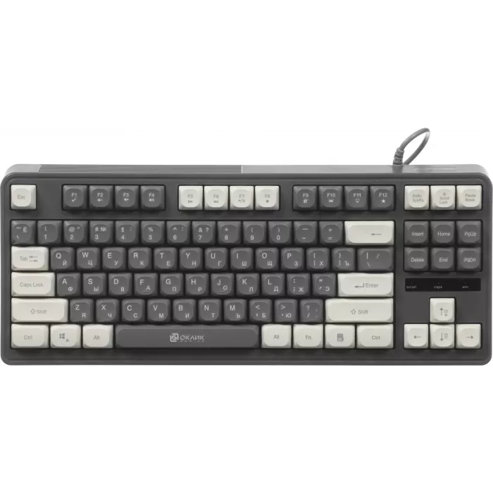 Клавиатура Оклик 711G серый/белый USB Multimedia for gamer LED (1790385) кабель 1.5м