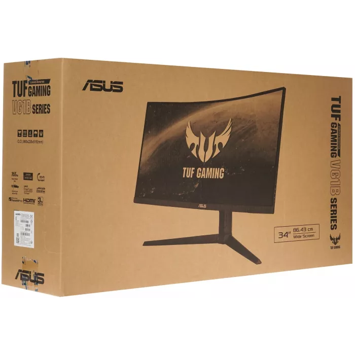 Монитор Asus 34" TUF Gaming VG34VQL1B темно-серый VA LED 1ms 21:9 HDMI M/M матовая HAS Piv 550cd 178гр/178гр 3440x1440 165Hz DP 2K USB 9.01кг